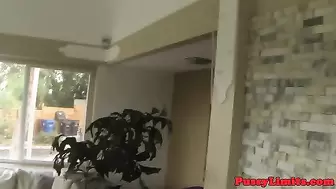 Asian skank facefucked and gagging on dick