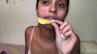 ASMR Hispanic with Braces Eating Chips!