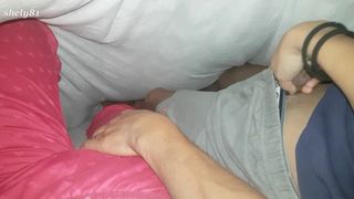 Sharing the Bed, Leads to Mutual Masturbate under the Covers in Secretly Watching