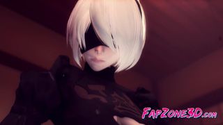 Naked 2B with Enormous Natural Melons Fuck