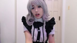 Maid Cosplay Girl Sucking and Begging to her Boss