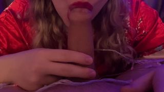 Step Sister Likes To Blow My Dong Deep At Night With Painted Lips