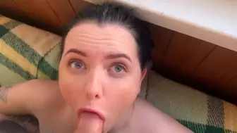 She made my wang so hard during me fucking her mouth. Jizz on melons