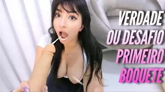 ROLEPLAY Playing truth or dare with the chick next door she will give her first oral sex to you cumshot