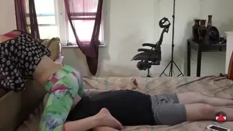 Human YOGA Mat is FACE SITTED AS Chick Pee's after session