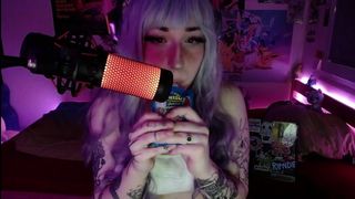 attractive whore doing ASMR eating sounds like a chunky f*ck
