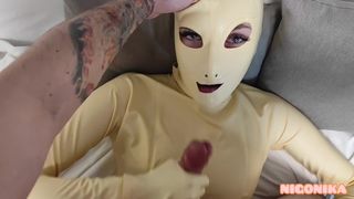 two in one _ Doll Vika in Latex, jerking off and fucking, BDSM _ NIGONIKA FULL