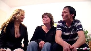 German Cougar teach real cougar married Lovers how to Fuck in three Some