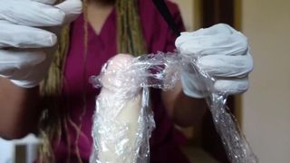 ASMR Jamaican Nurse Cleans Wang + Latex Gloves Hand-job