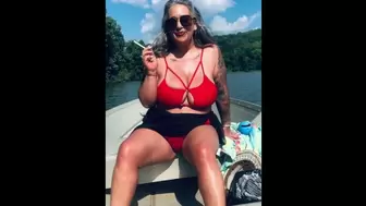 POINT OF VIEW Outdoor boat JOI giant melons MILF nasty talk and smoking