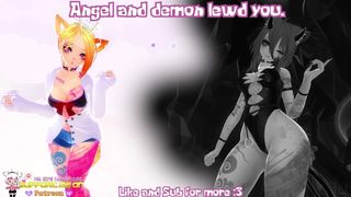 ASMR RolePlay || "Lewd Angel and Demon seduce you" | F4M | 18+ | Moans | Kissing | Ear swallows.