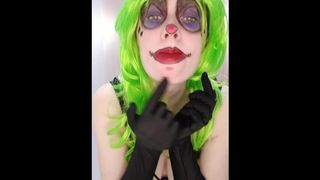Slutty Jennifer Wears Clown Makeup & Pies Herself with Shaving Foam.