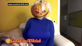 Happy Halloween Cute gigantic breasts pumpkin spooky night October 31st