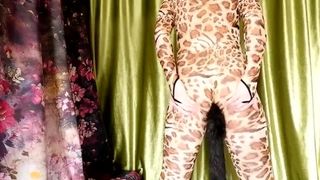 [EroNekoKun] - Fine Fiance in Leopard Body Suit touching and spanking self
