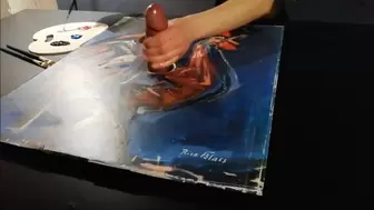 Dick Milking Painting With a Sperm and Colors