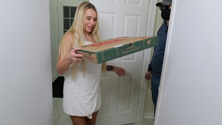 Pizza lover rides a horny blonde slut while making a delivery