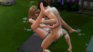 Collage love in the Garden (Sims four) Cumshot ending