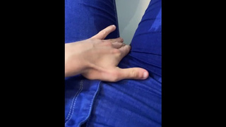 Yin pees her jeans in desperation and Yang masturbation her