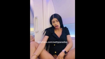 Cute Hispanic Plays With Her Cunt ON a REAL Airplane