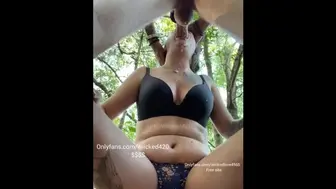 Legs open chunky, massive penis balls deep down her throat