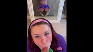 TATUM ALLAND GIVES SLOPPY BJ IN FRIENDS BATHROOM AT HALLOWEEN PARTY
