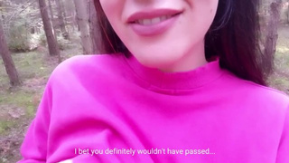 Outdoors risky JOI in the woods, secretly watching fantasy (GERMAN)