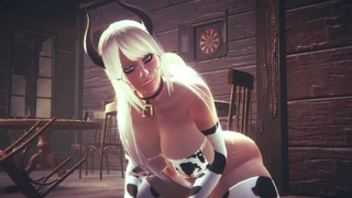 Sleazy Blonde With Large Boobs Dresses Up Like A Cow And Mounts You Fantasy Cosplay