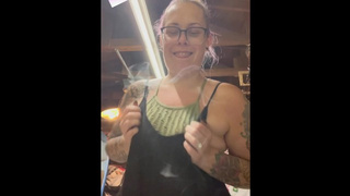 FAT WOMAN step mom MILF wake and bake 420 smoking bizarre bong rips