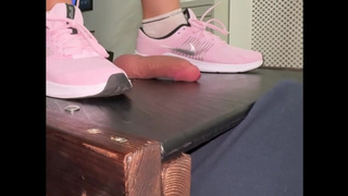 Bestie cannot get enough of my Pink Nike Trainers stomping his dick.