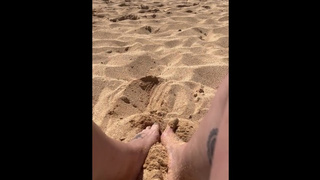 BIG BREASTED WOMAN step mom MILF foot bizarre wrinkles soles and long toes in the sand