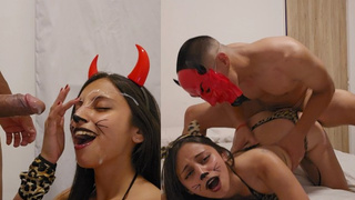 Trick or Treat - We Get Out of Hand Watching Horror Movies on Halloween - Halloween Big Cums on