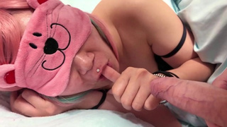 Blindfolded chinese step-sister tricked to blow uncircumcised schlong while asleep