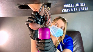 Nurse Milks Chastity Slave's Humongous Spunk Load With Vibe Wand