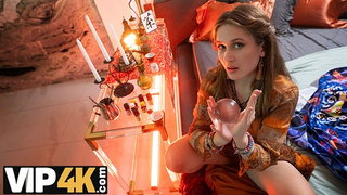 DEBT4k. Fresh fortune-teller with firm melons and nice butt provided a magical ritual with her twat