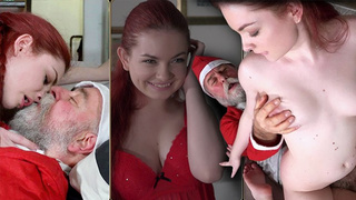 Santa mounts a gorgeous little strawberry blonde in her fine tight twat for Xmas