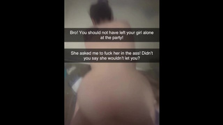 Cheating on Snapchat! Anal Sex Snaps to Cuckold BF! Sorry bro!