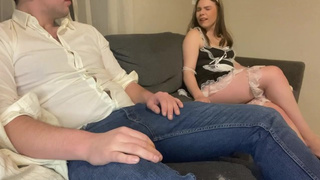 Cleaning bitch tastes boss' wide meat.