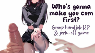 1 Lover vs. five Women Taking Turns Stroking His Rod | Jerk-Off Game with Wet Sounds & Whispering