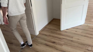 Apartment viewing escalates part two - Landlord's schlong blowed dry in the basement