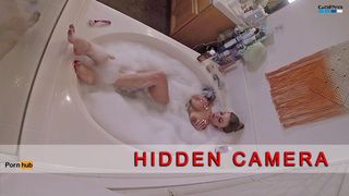HIDDEN CAMERA Stacked MILF Plays with Wet Pussy in the Bath