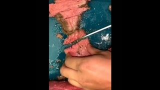 Cutting up my Thick Red Meat