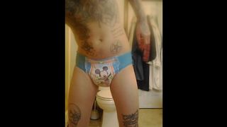 Could not Hold it no more Overflow Huggies Pull-Ups Diaper Cute and Sexy&we