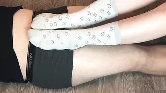 Teen Girl Footjob with School Socks Foot Fetish
