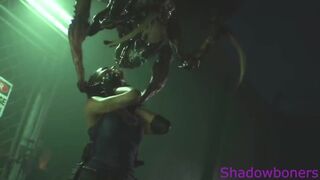 Jill Valentine Gets Deepthroated by Horny Spider