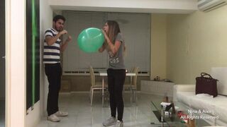 Gorgeous Blonde Latina Blows a Balloon until it Pops Real Hard