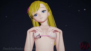 MMD R18 4k Blonde Misaka Aylin with a Pink Bikini - Dub Zap - 1037