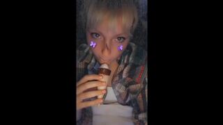 SELF PERSPECTIVE: Babygirl Eats her Ice Cream like a Good Chick for Daddy | 18 Year mature Baby Slut Chick