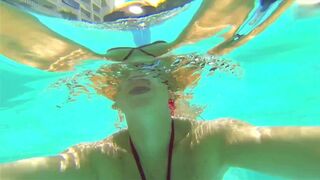 Fitness in the Pool. Underwater Chick in a Bikini. Part 7