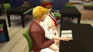 Nerdy School Chick Asks her Hung Teacher for help WIth her Homework, but Gets Mounts instead (Sims four)