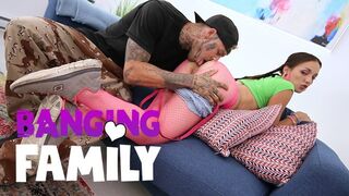 Banging Family - Giant Penis Destroy her Twat!